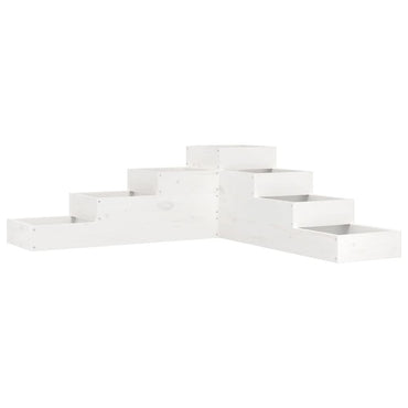 vidaXL Pflanzentreppe 4 Stufen 106x104,5x36 cm Weiß Massivholz Kiefer