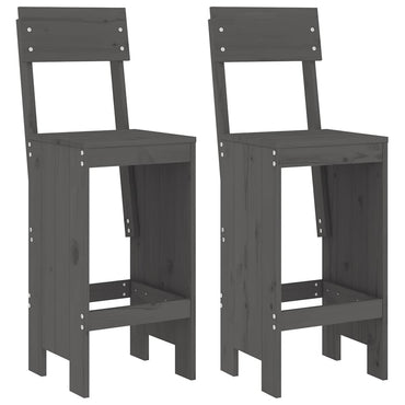 vidaXL Tabourets de bar 2 pcs Gris 40x48,5x115,5 cm Bois de pin massif