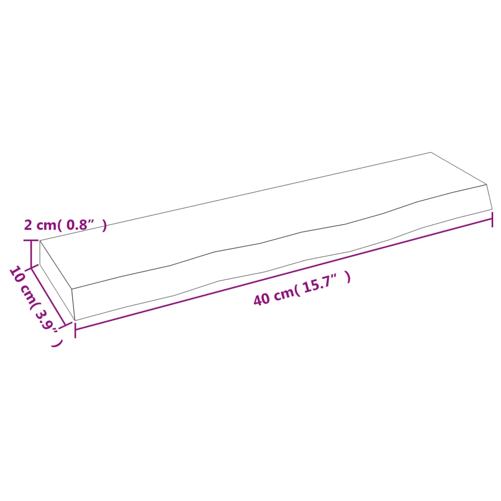 vidaXL Wandregal 40x10x2 cm Massivholz Eiche Unbehandelt