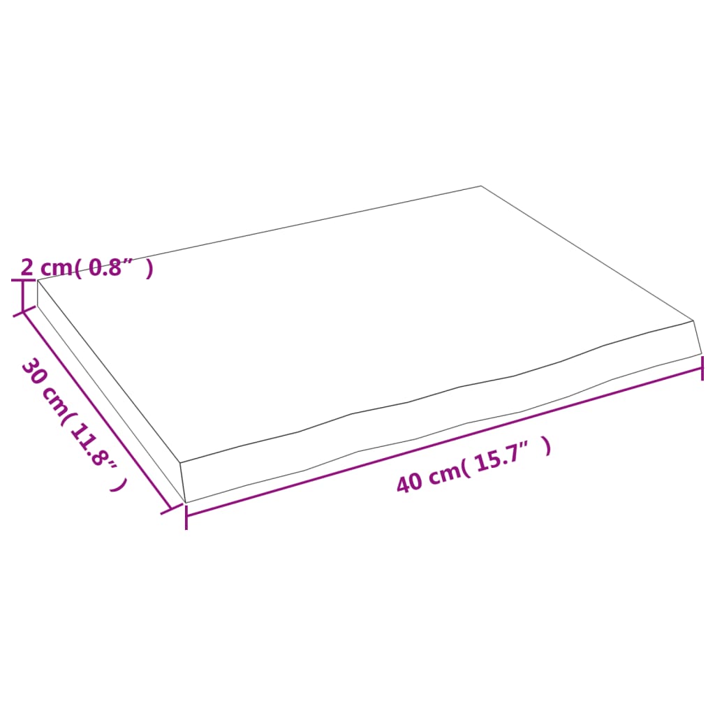 vidaXL Wandregal 40x30x2 cm Massivholz Eiche Unbehandelt
