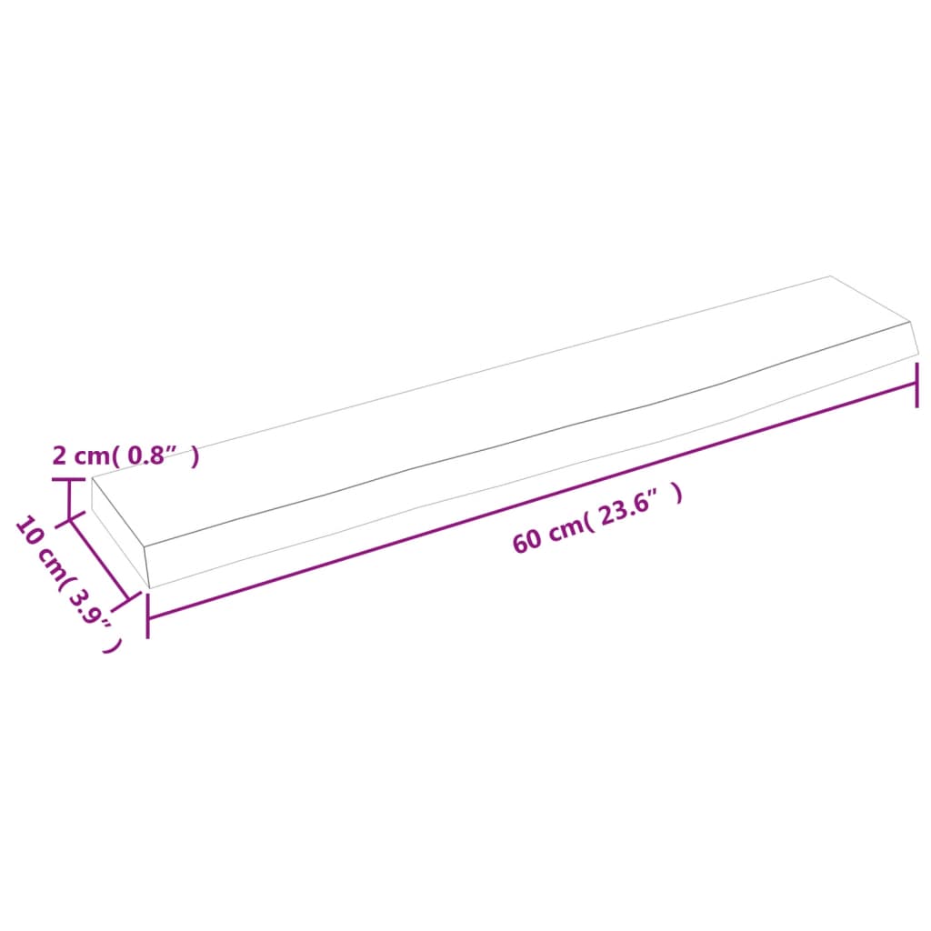 vidaXL Wandregal 60x10x2 cm Massivholz Eiche Unbehandelt