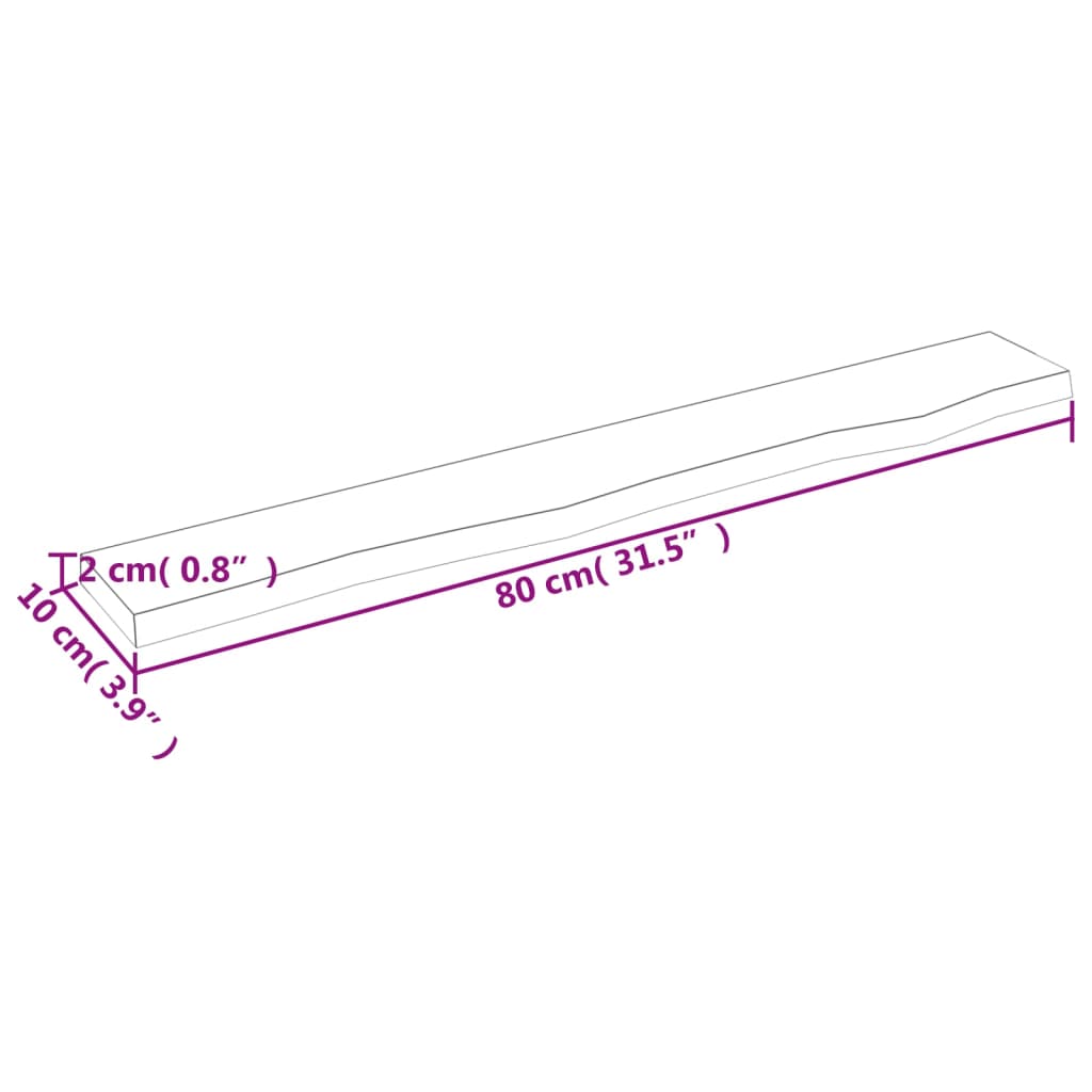 vidaXL Étagère murale 80x10x2 cm Chêne massif non traité