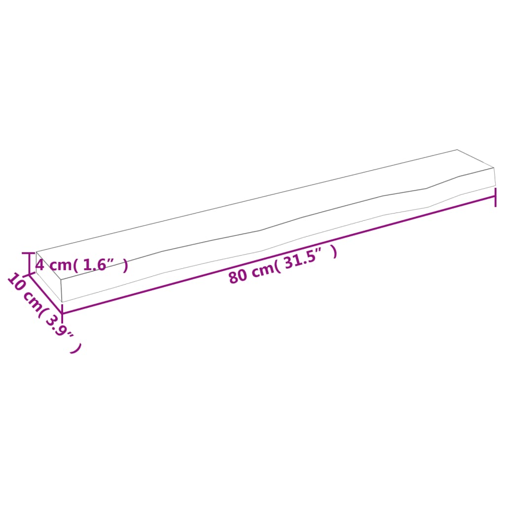 vidaXL Wandregal 80x10x4 cm Massivholz Eiche Unbehandelt