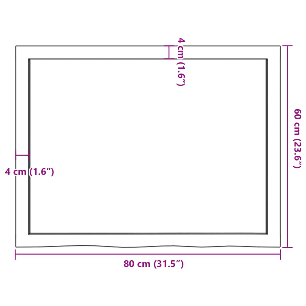 vidaXL Wandregal 80x60x(2-4) cm Massivholz Eiche Unbehandelt