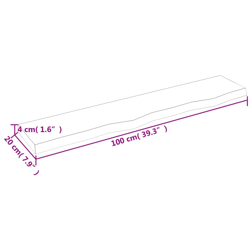 vidaXL Wandregal 100x20x4 cm Massivholz Eiche Unbehandelt