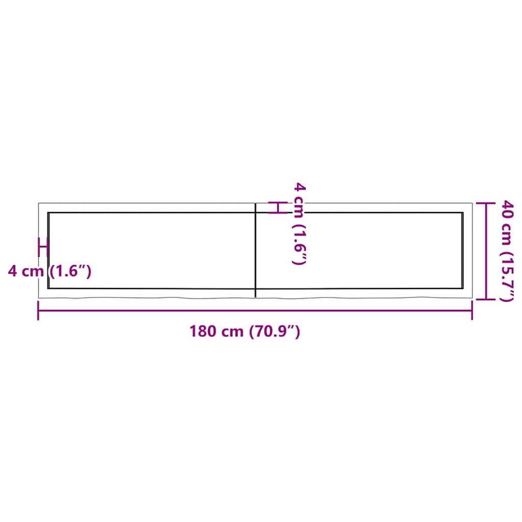 vidaXL Wandregal 180x40x(2-6) cm Massivholz Eiche Unbehandelt