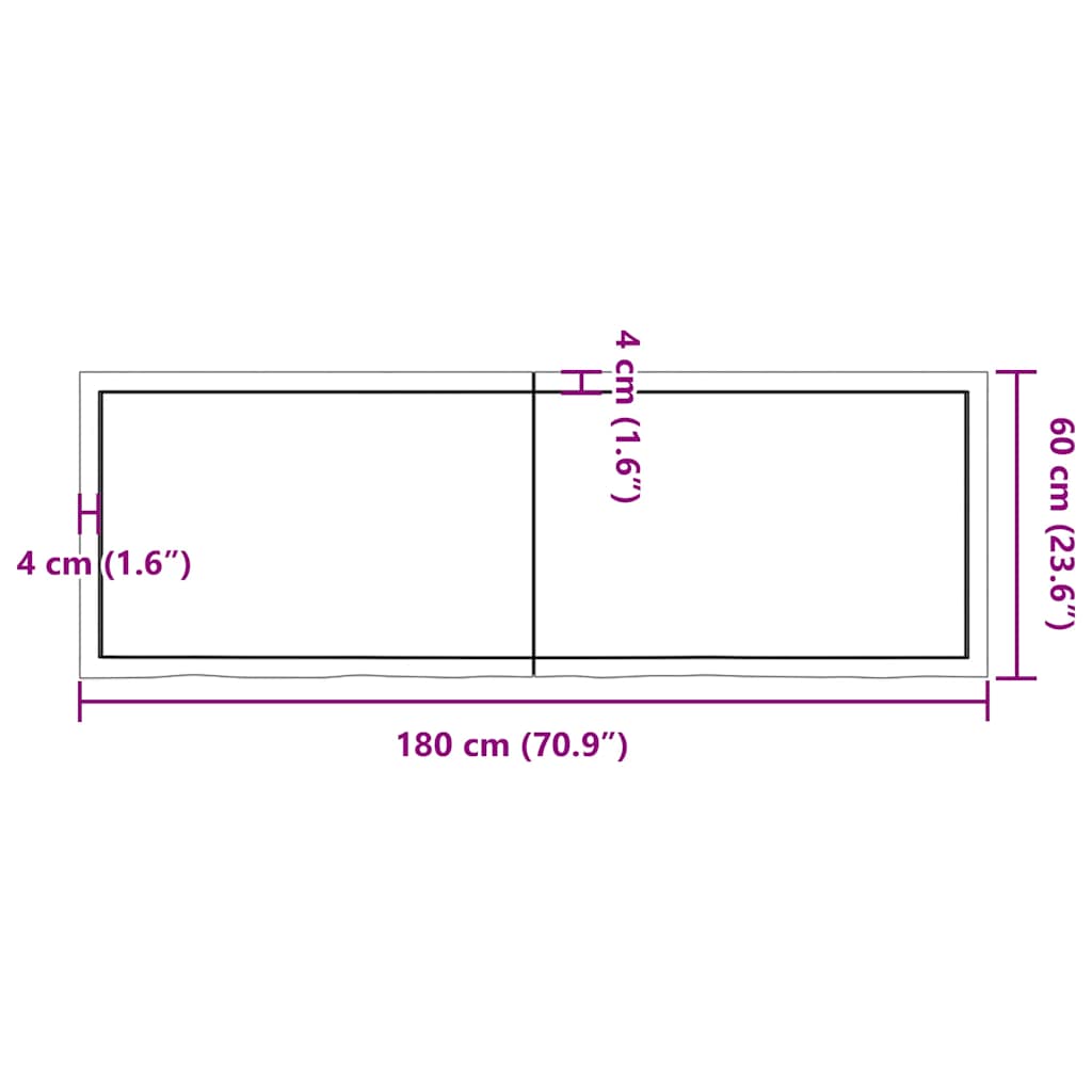 vidaXL Wandregal 180x60x(2-6) cm Massivholz Eiche Unbehandelt