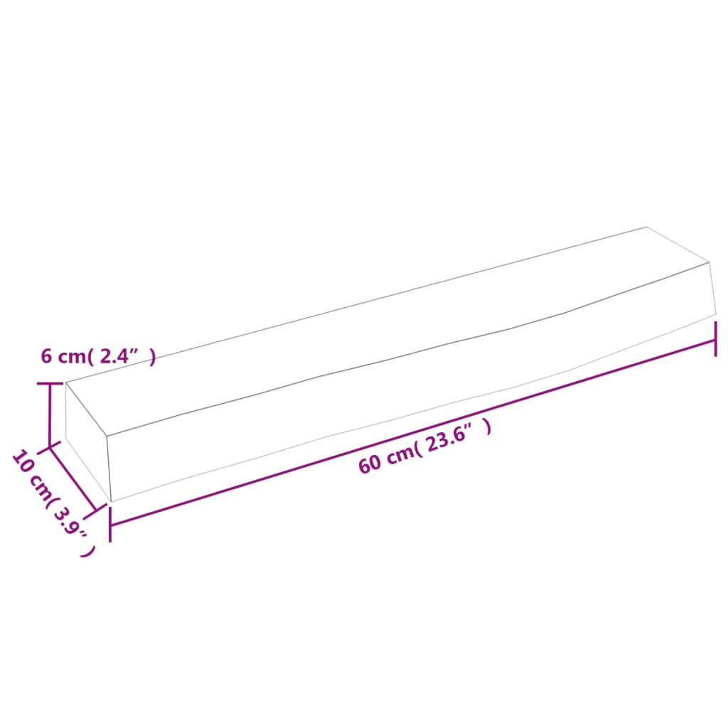 vidaXL Wandregal Hellbraun 60x10x6 cm Massivholz Eiche Behandelt
