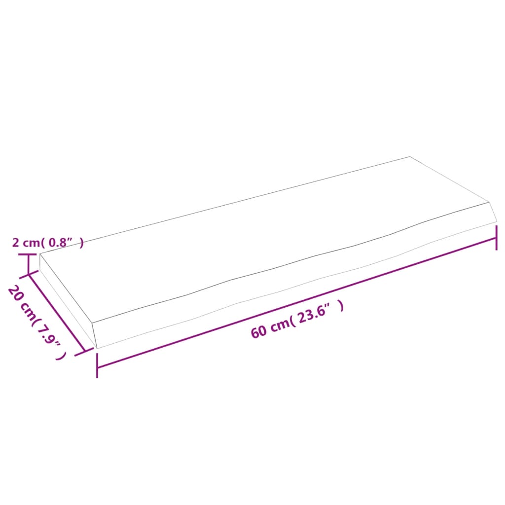 vidaXL Wandregal Hellbraun 60x20x2 cm Massivholz Eiche Behandelt