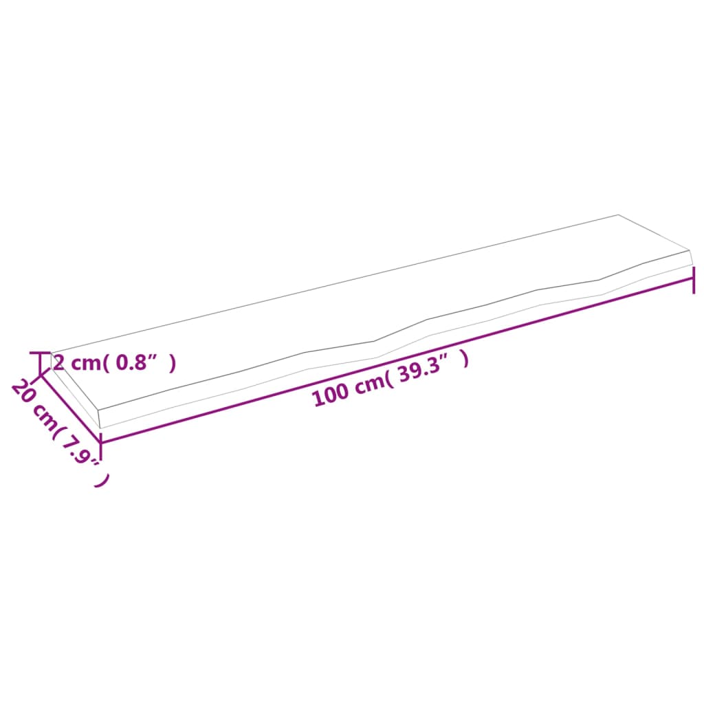 vidaXL Wandregal Hellbraun 100x20x2 cm Massivholz Eiche Behandelt