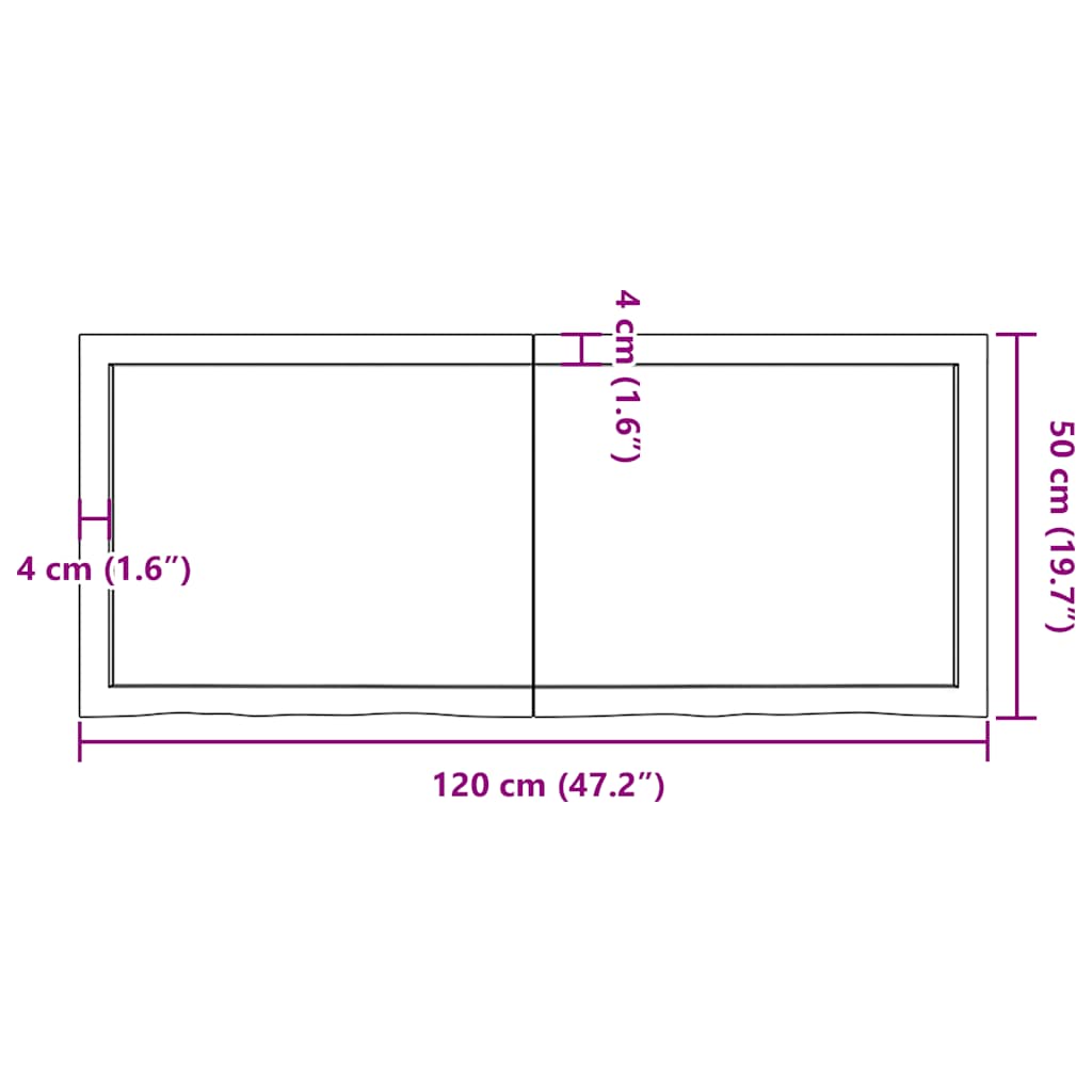Wandregal Hellbraun 120x50x(2-4) cm Massivholz Eiche Behandelt