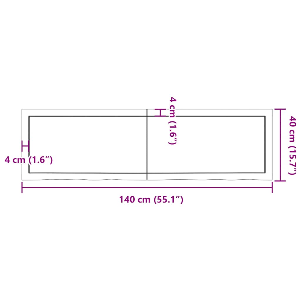 vidaXL Wandregal Hellbraun 140x40x(2-4) cm Massivholz Eiche Behandelt