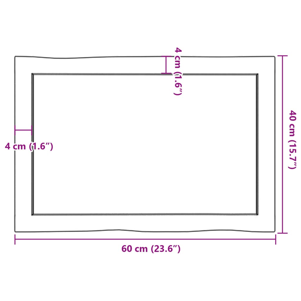 vidaXL Tischplatte 60x40x(2-6) cm Massivholz Behandelt Baumkante