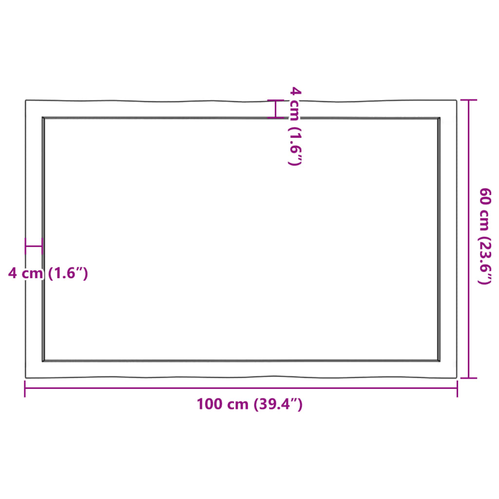 vidaXL Plateau de table 100x60x(2-4) cm Bois massif traité Bords naturels