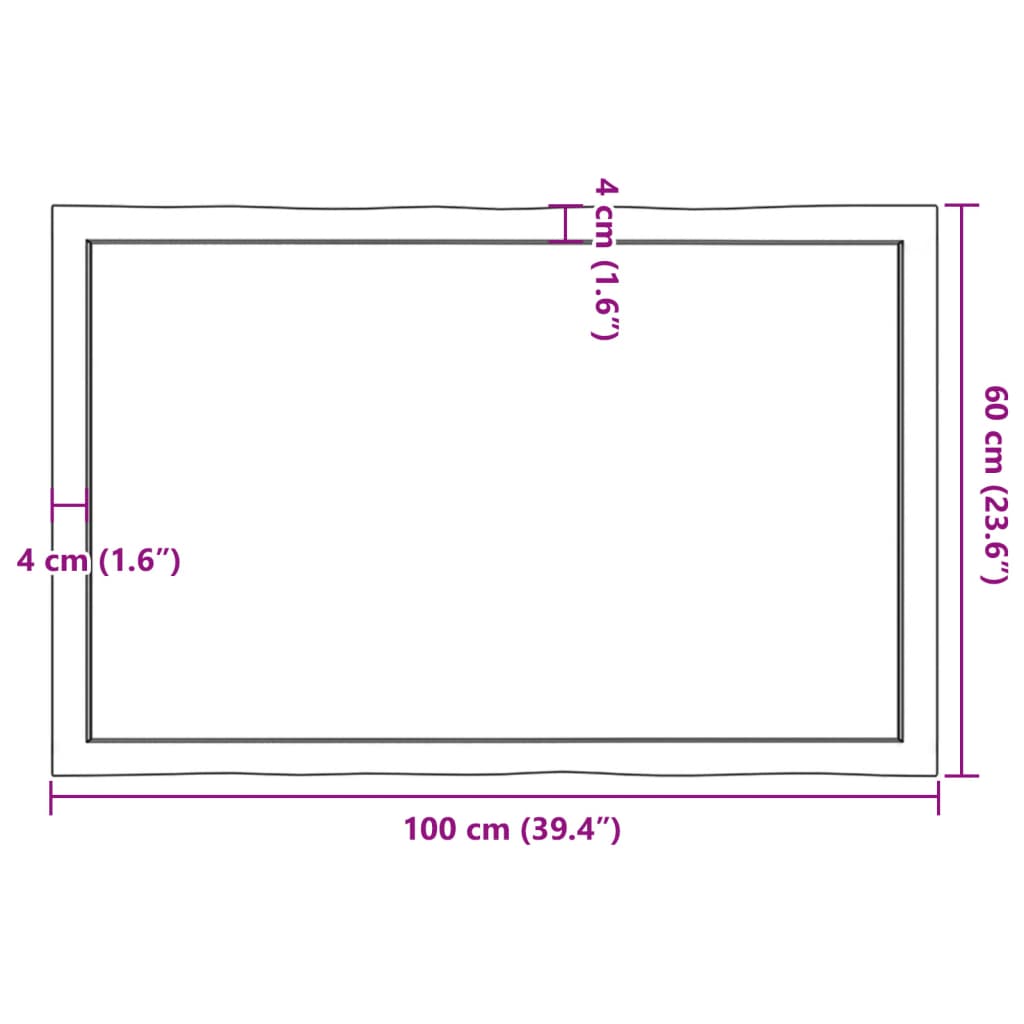vidaXL Tischplatte 100x60x(2-6) cm Massivholz Behandelt Baumkante