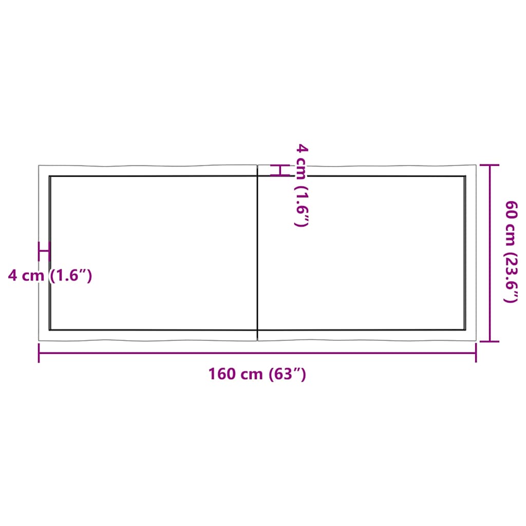vidaXL Tischplatte 160x60x(2-4) cm Massivholz Behandelt Baumkante