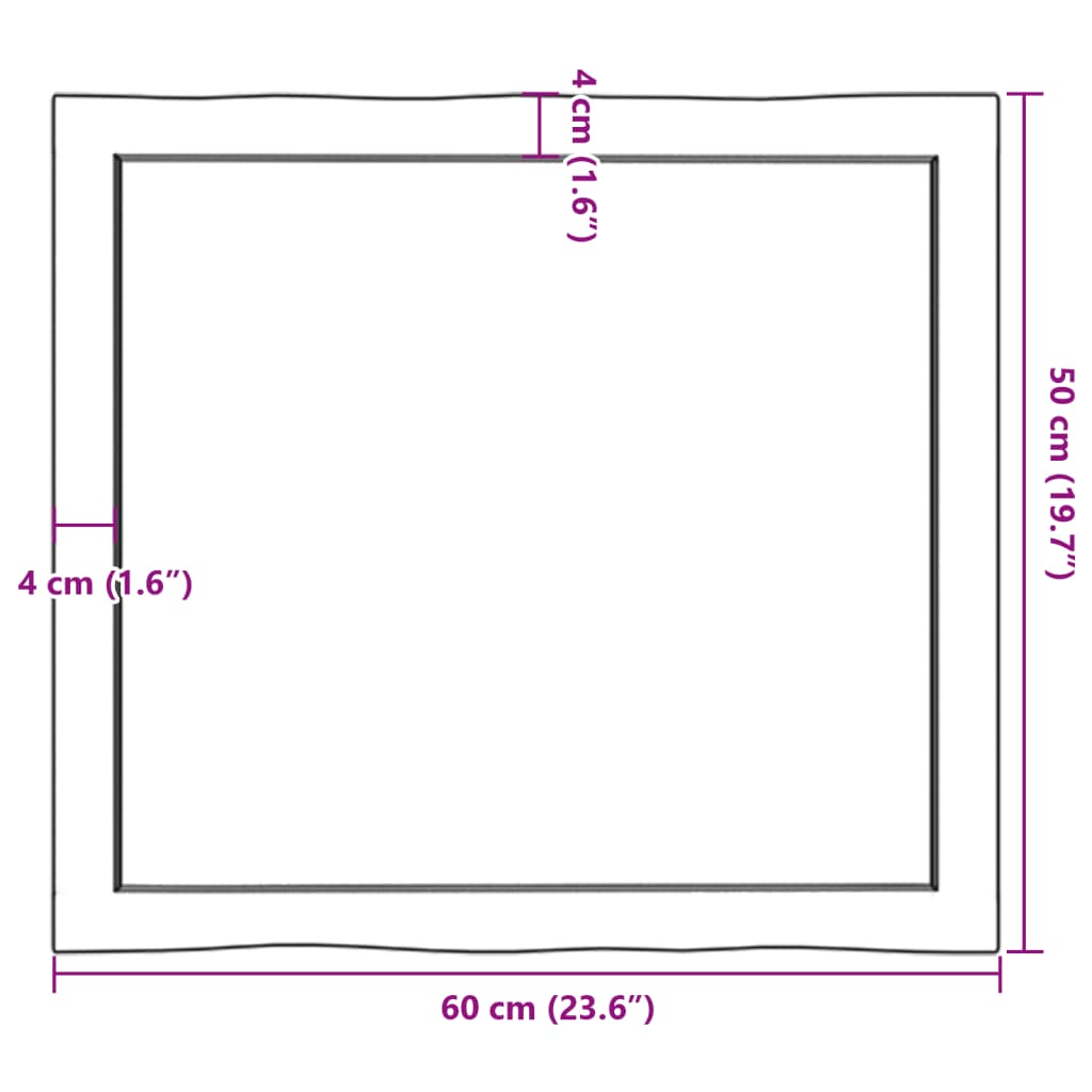 vidaXL Plateau de table 60x50x(2-4) cm Bois massif traité Bords naturels