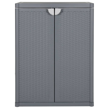 vidaXL Gartenschrank Grau 65x45x88 cm PP Rattan-Optik