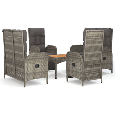 vidaXL 5-tlg. Garten-Essgruppe mit Kissen Grau Poly Rattan