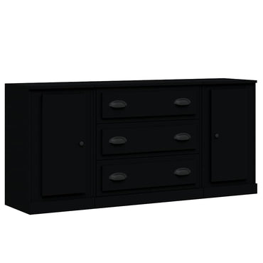 vidaXL Commodes 3 pcs Noir Bois d'ingénierie