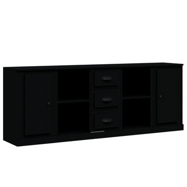 vidaXL Commodes 3 pcs Noir Bois d'ingénierie