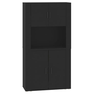 vidaXL Buffet haut noir en bois d'ingénierie