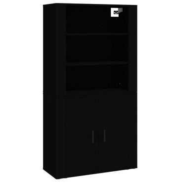 vidaXL Buffet haut noir en bois d'ingénierie
