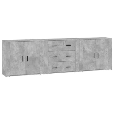 vidaXL Commodes 3 pcs Gris béton Bois d'ingénierie
