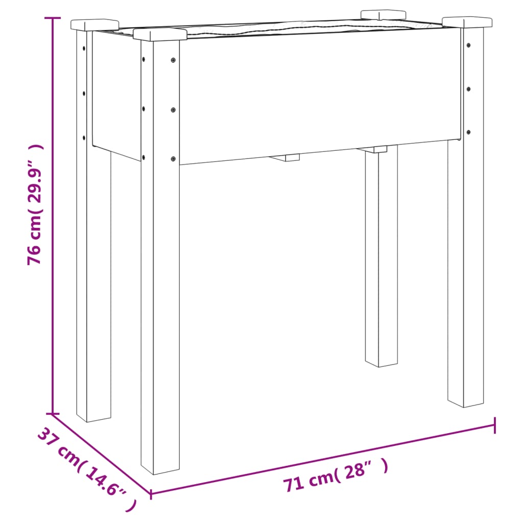 vidaXL Pflanzkübel mit Einsatz 71x37x76 cm Massivholz Tanne