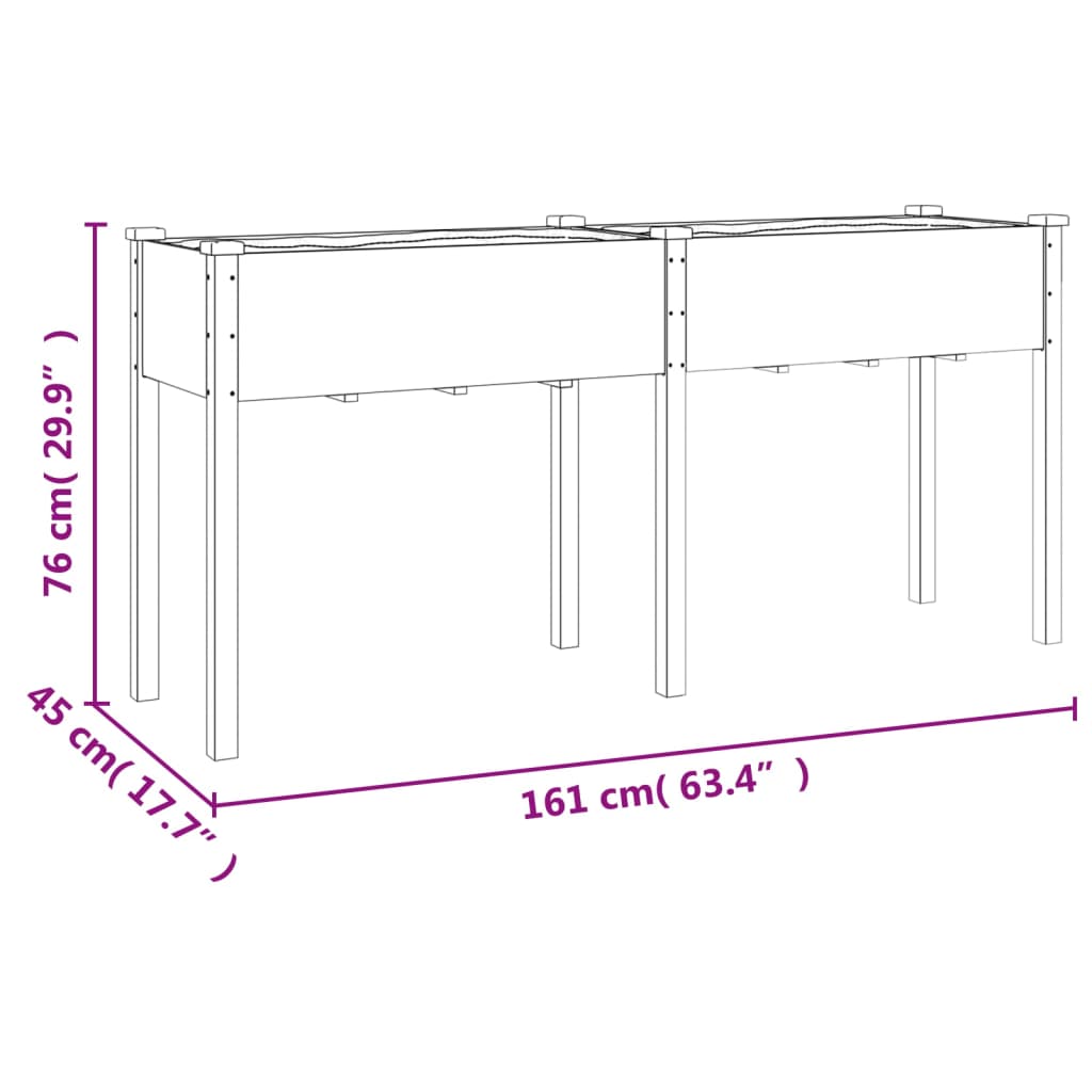 vidaXL Pflanzkübel mit Einsatz Grau 161x45x76 cm Massivholz Tanne