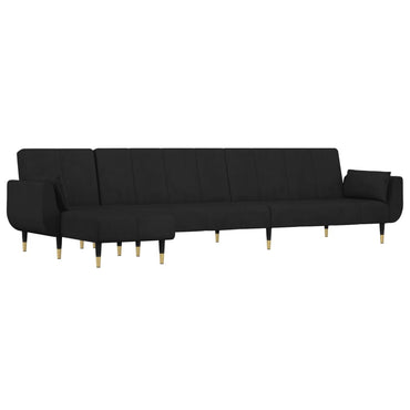 vidaXL Schlafsofa in L-Form Schwarz 275x140x70 cm Samt