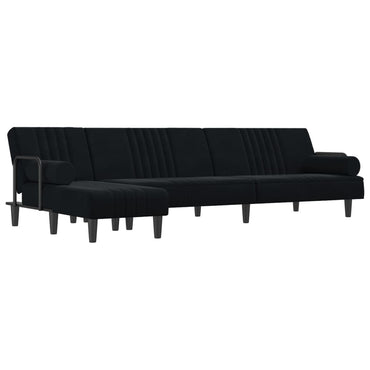 vidaXL Schlafsofa in L-Form Schwarz 260x140x70 cm Samt