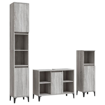 vidaXL Ensemble de meubles de salle de bain 3 pcs Gris Aggloméré Sonoma