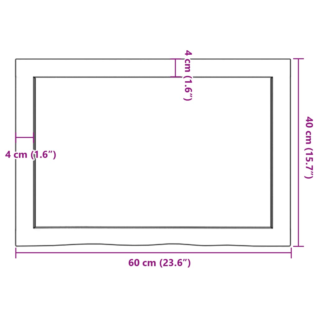 vidaXL Tischplatte 60x40x(2-4) cm Massivholz Eiche Unbehandelt