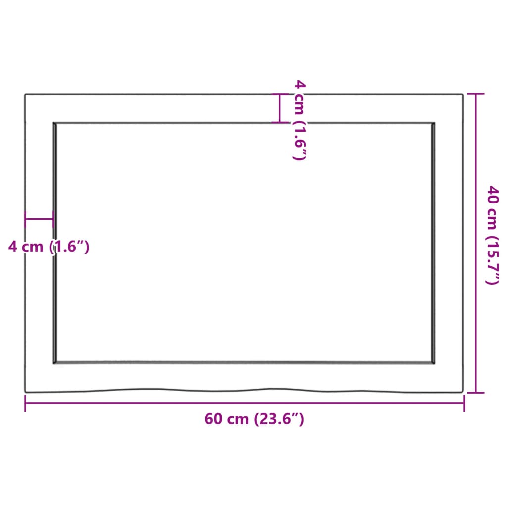vidaXL Tischplatte 60x40x(2-6) cm Massivholz Eiche Unbehandelt