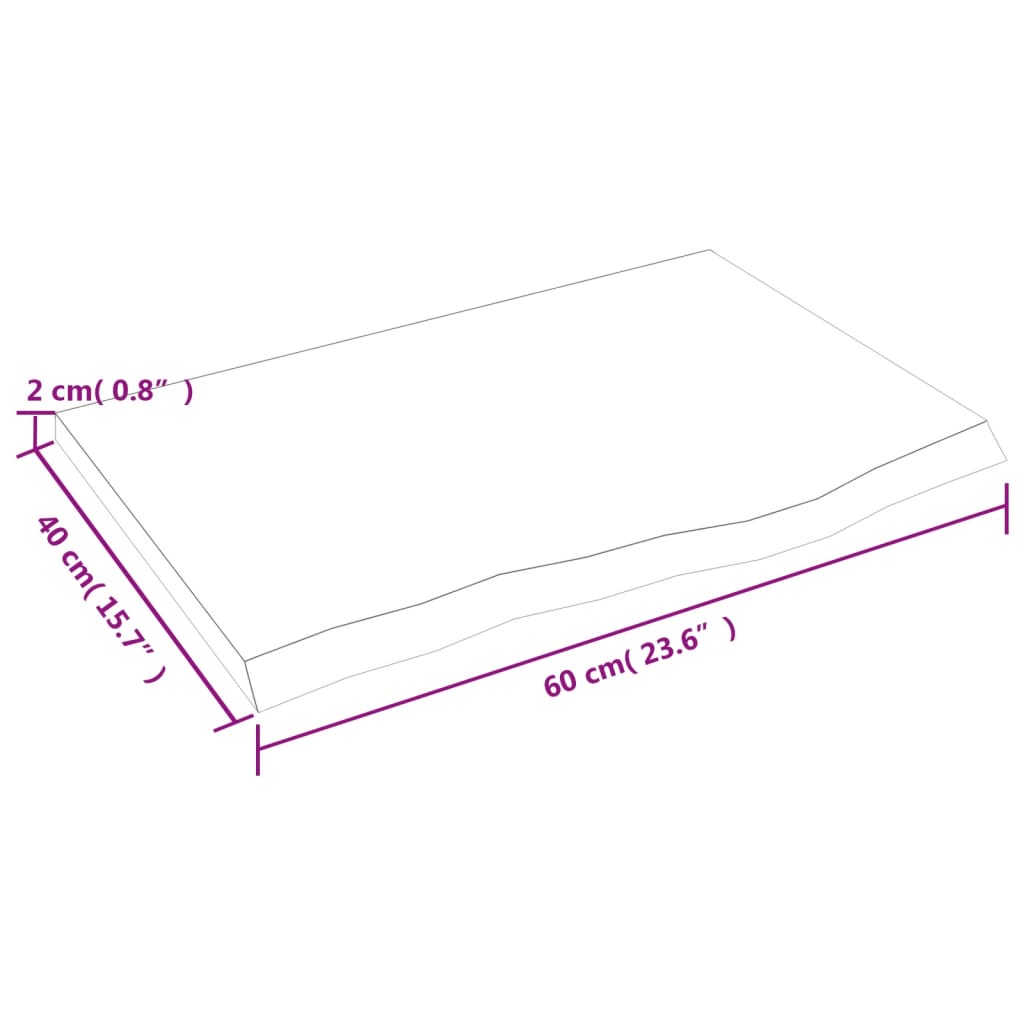 vidaXL Tischplatte Hellbraun 60x40x2 cm Massivholz Eiche Behandelt