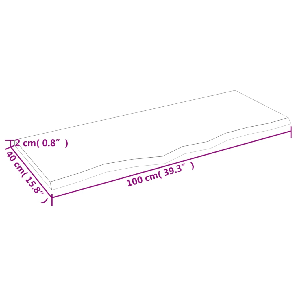vidaXL Plateau de table marron clair 100x40x2 cm Chêne massif traité