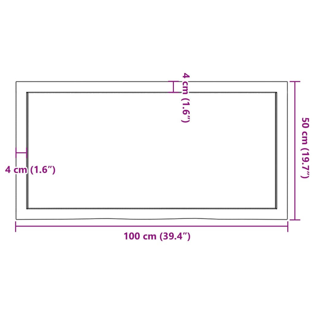 vidaXL Plateau de table Chêne massif traité marron clair 100x50x(2-6) cm