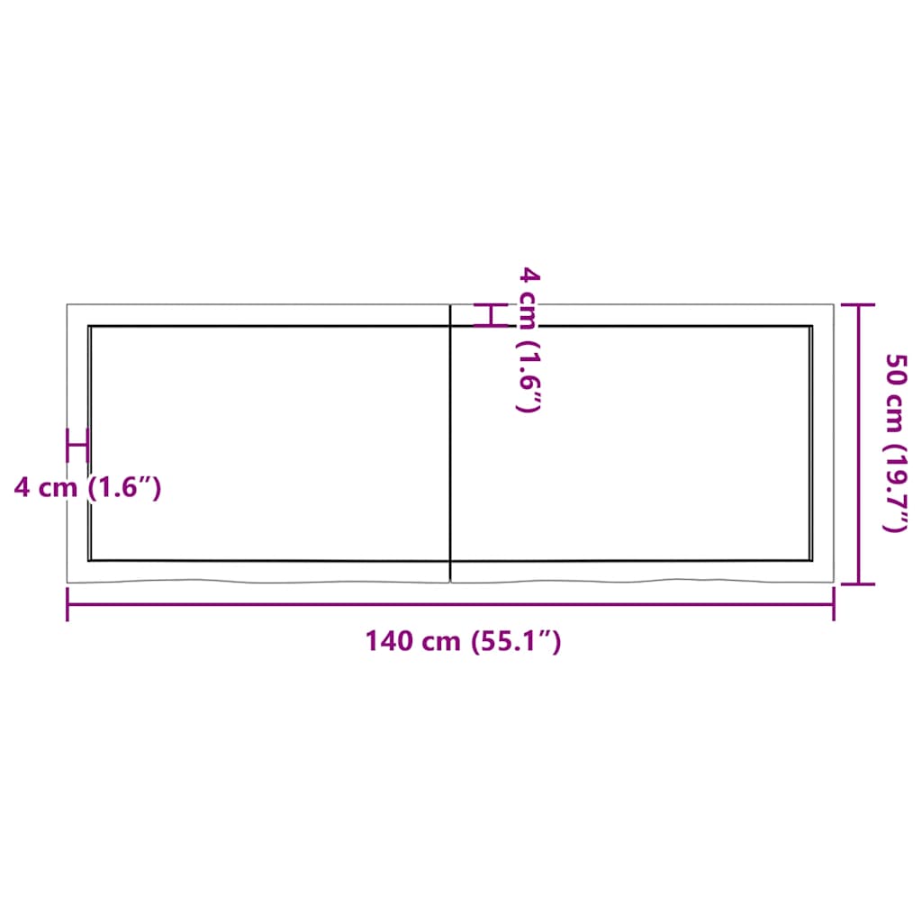 vidaXL Plateau de table marron clair 140x50x(2-6)cm chêne massif traité