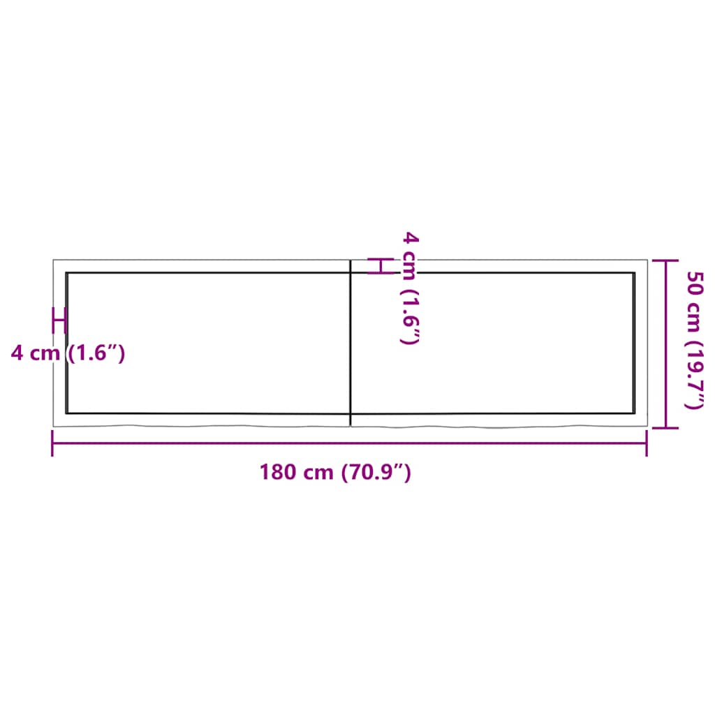 vidaXL Plateau de table marron clair 180x50x(2-6) cm en chêne massif traité
