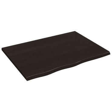 vidaXL Plateau de table Marron foncé 80x60x2 cm Chêne massif traité