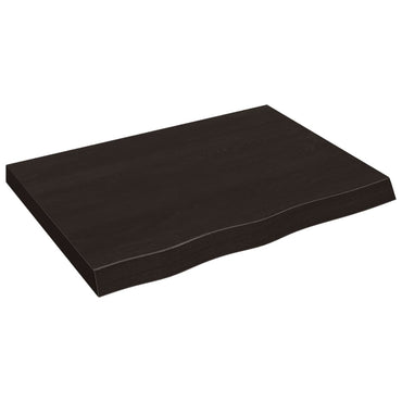 vidaXL Tischplatte Dunkelbraun 80x60x(2-6)cm Massivholz Eiche