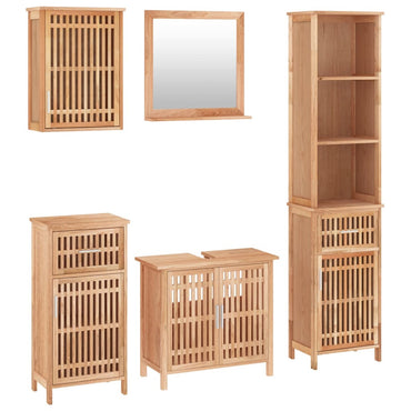 vidaXL 5-tlg. Badmöbel-Set Massivholz Nussbaum