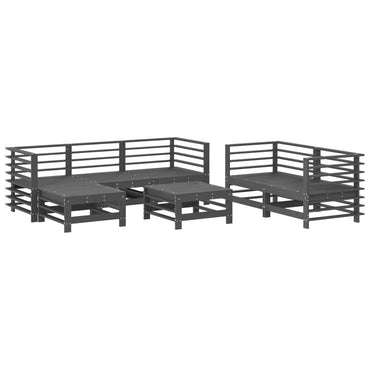 vidaXL 7-tlg. Garten-Lounge-Set Grau Massivholz Kiefer