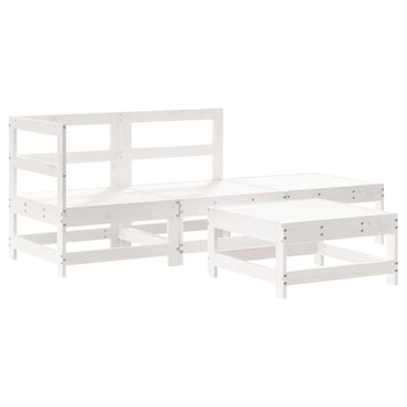 vidaXL Ensemble de mobilier de jardin 4 pcs Blanc Bois de pin massif