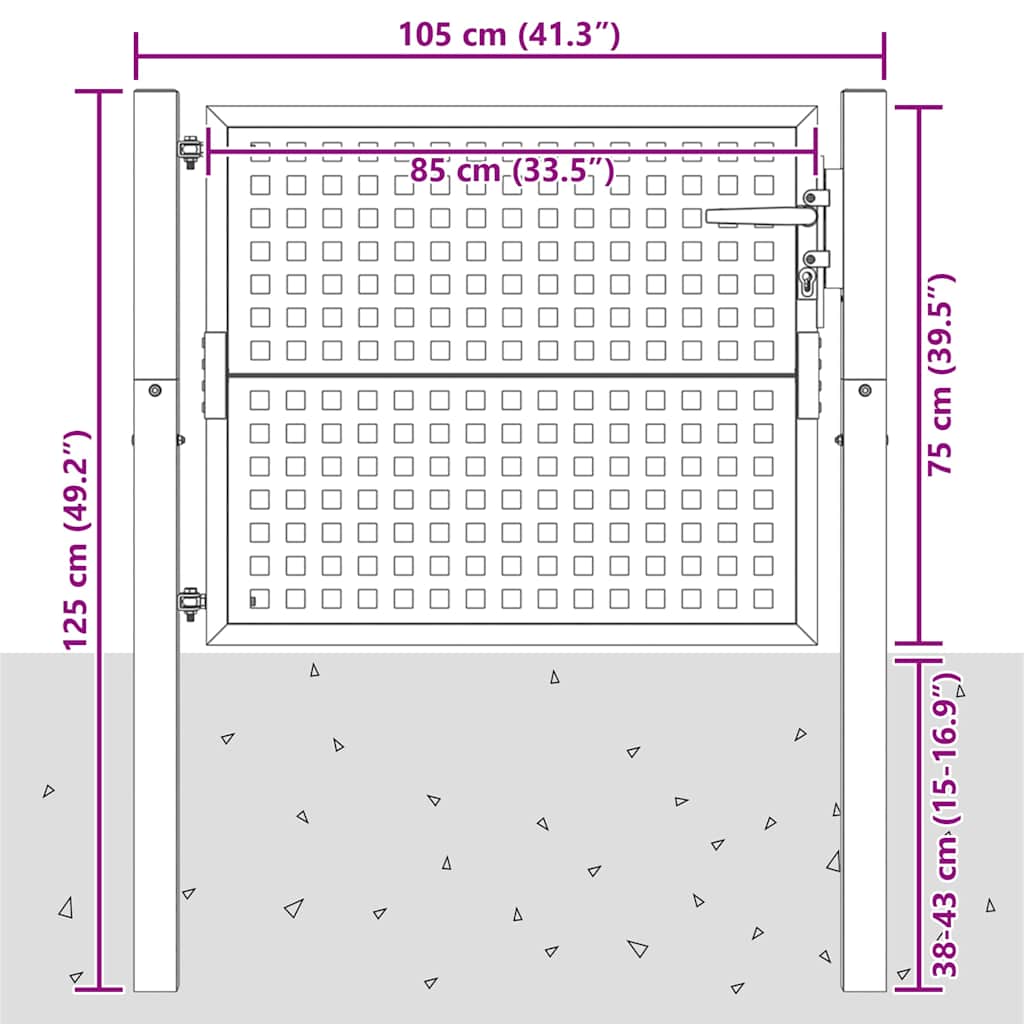Gartentor Anthrazit 100x75 cm Stahl