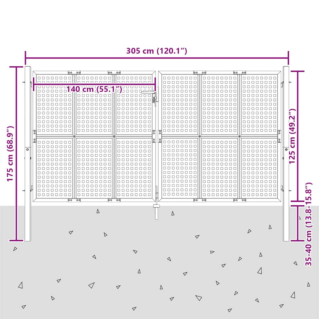 Gartentor Anthrazit 300x125 cm Stahl