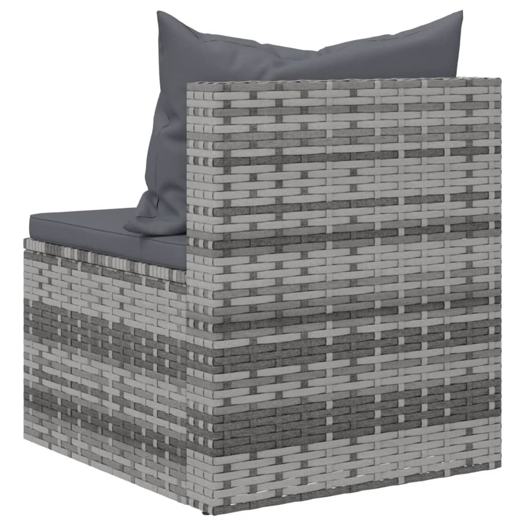 vidaXL 4-tlg. Garten-Sofagarnitur mit Kissen Grau Poly Rattan