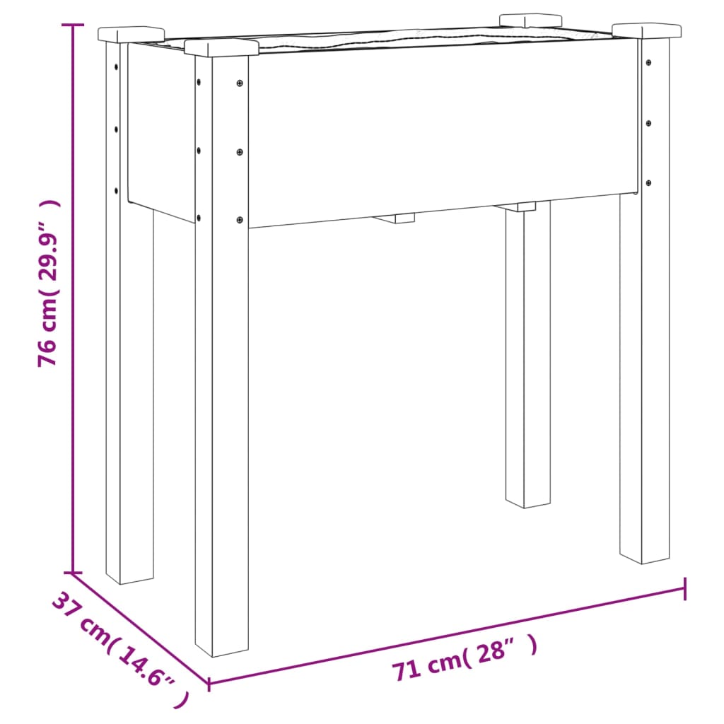 vidaXL Pflanzkübel mit Einsatz und Rollen Braun 71x37x80 cm Tannenholz