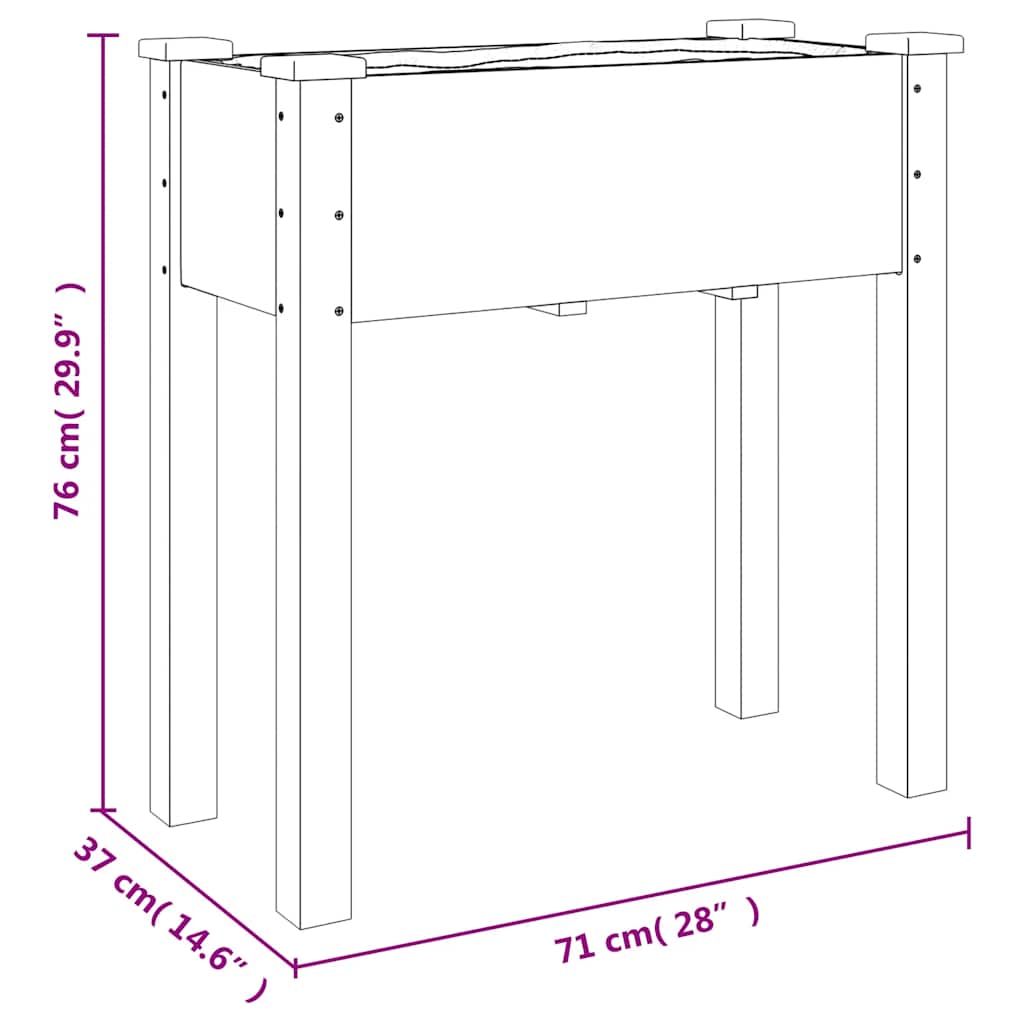 vidaXL Pflanzkübel mit Einsatz und Rollen Grau 71x37x80 cm Tannenholz